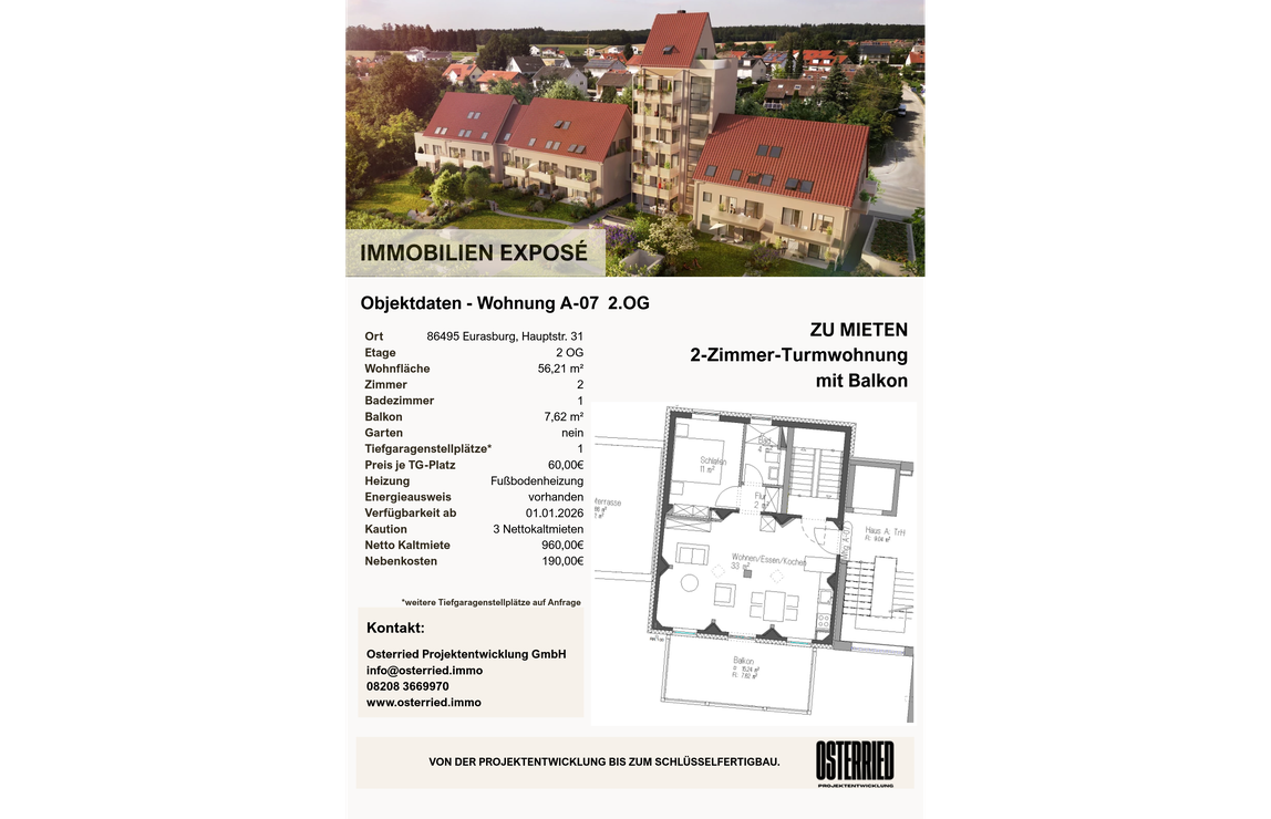 Exposé A-07 2.OG 2-Zimmer-Turmwohnung mit Balkon 