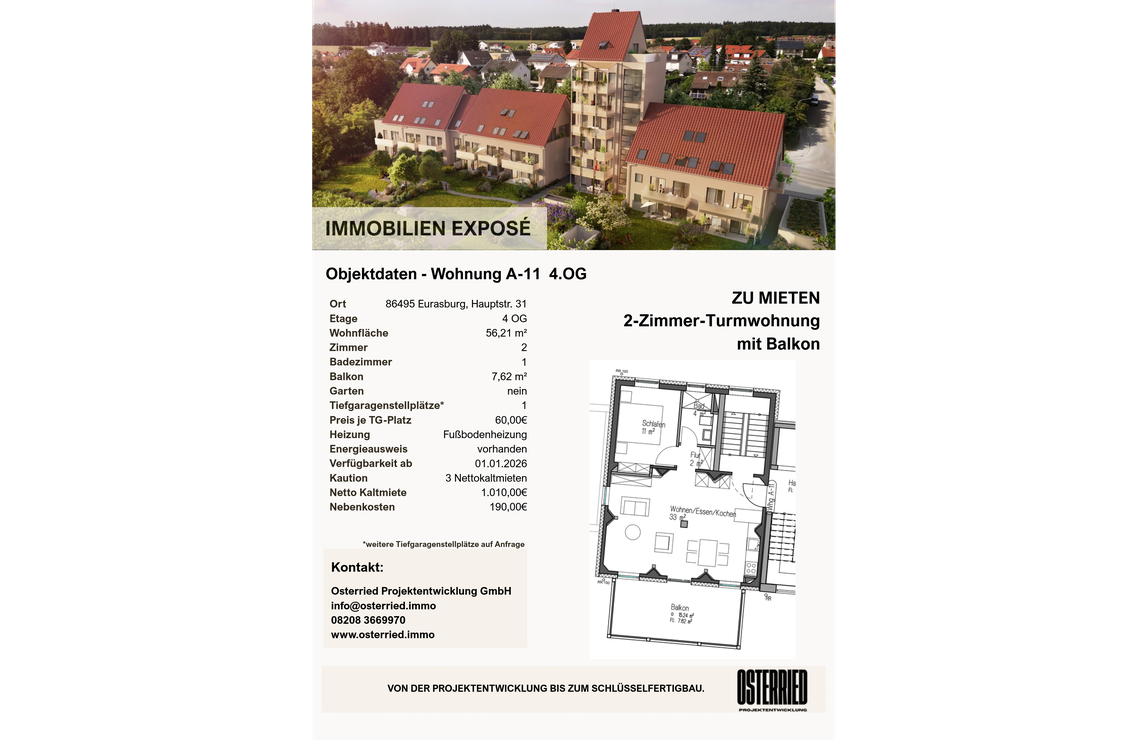 Exposé A-11 4.OG 2-Zimmer-Turmwohnung mit Balkon