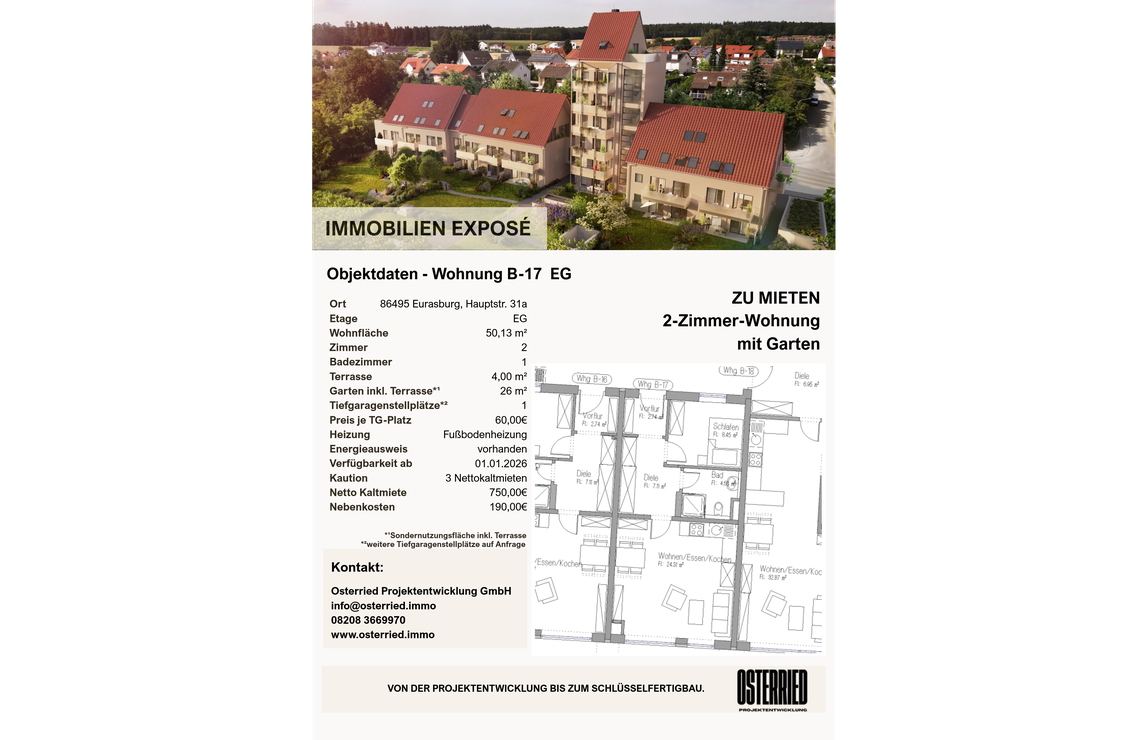 Exposé B-17 EG 2-Zimmer-Wohnung mit Garten